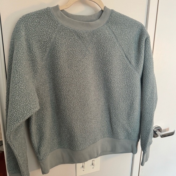 EVERLANE ReNew Fleece Raglan Sweatshirt in Pale Sage- Size L - Picture 8 of 8